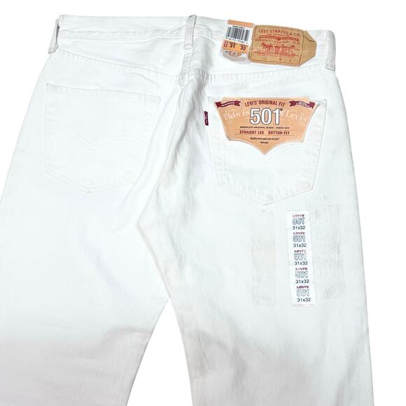 Levis 501 Original Fit Jeans 31x32 White Straight Leg Button Fly 100% Cotton New - Picture 5 of 14